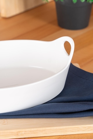Acar Bianco Perla Oval Kulplu Kase - 26 Cm