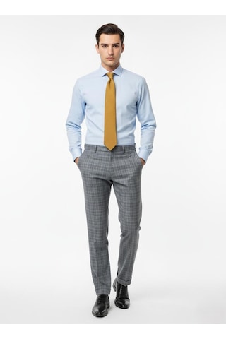 Presto Erkek Slimfit Likralı Kareli Desen Pantolon Mavi 3184-340 Mavi