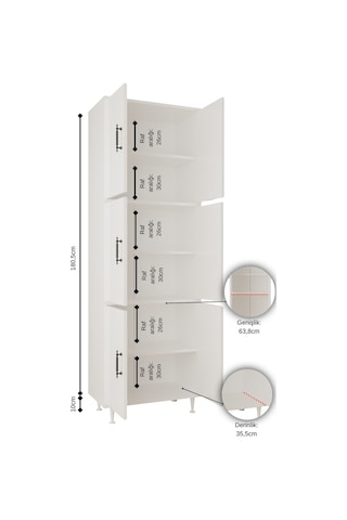 Aeka Ae-3015 Mercan 6 Kapaklı Çok Amaçlı Dolap Raflı Mutfak Kiler Banyo 195 63 35 Çok Amaçlı Dolap Antrasit - Çam