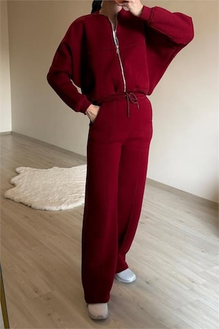 Neşeli Butik Kadın Oversize 3 İplik Cepli Eşofman Takımı Nm029 Bordo