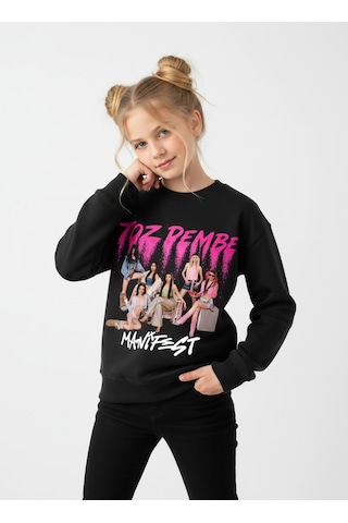 Seabubbles Manifest Toz Pembe Kız Çocuk Sweatshirt Siyah