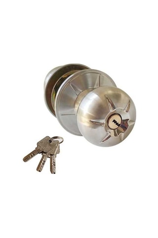 Prestigegoods Kapı Kolu Kilit Seti 3 Anahtarlı Yuvarlak Top Stili Gizli Banyo Kulp Paslanmaz Çelik Cilalı Set Diğer