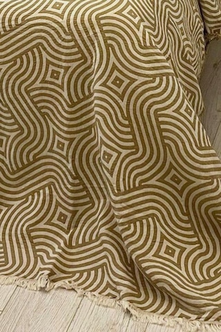 Zebra Müslin Çift Kişilik Saçaklı Pike Takımı 230x250 Kahve Kahve