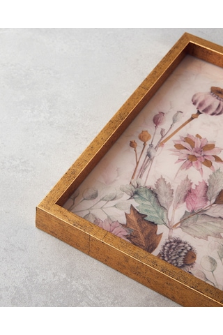 English Home Flowery Dekoratif Tepsi 30x42 Cm Krem