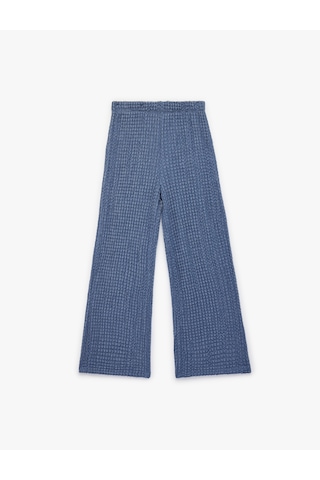 Koton Beli Lastikli Dokulu Geniş Paça Pantolon Lacivert 6skg40018ak Lacivert