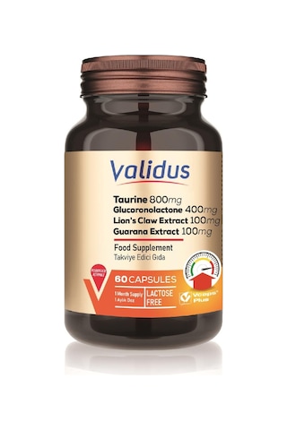 Validus Taurine Glucoronolactone Lion's Claw Extract Guarana Extract 60 Kapsül