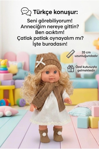 Lucia Girl Konuşan 35 Cm - Etkileşimli Kolları Bacakları Ve Kafası Et Kutulu Atkılı Oyuncak Bebek 74220163