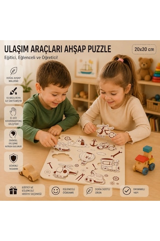 Ahşap Puzzle - Rakamlar: Eğitici Ve Öğretici Okul Öncesi Matematik Seti 20x20 Cm
