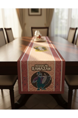 Ramazan Ayı Motifli Dijital Baskılı Runner Masa Örtüsü 40x140 Cm Rmz-10