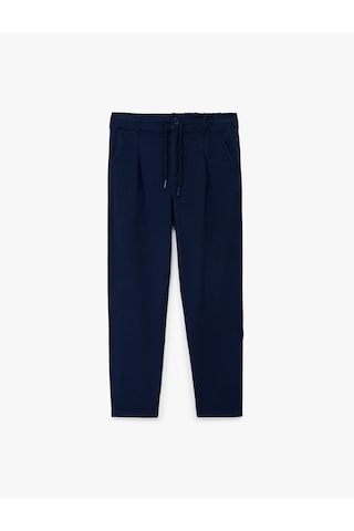 Koton Beli Lastikli Bağlama Detaylı Pileli Basic Pantolon Lacivert 6skb40144tw