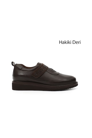 Gönderi(R) Gönderi R Kadın Kahverengi Dolgu Taban Taş Detaylı Hakiki Deri Ayakkabı Gdza134m0486 Kahverengi