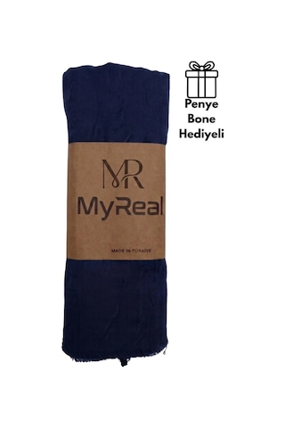 Myreal Bambu Kraş Şal Lacivert - Ütü Gerektirmeyen Doğal Doku 90x200 Cm