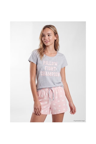 Lcw Dream Pembe Baskılı Kadın Şortlu Pijama Takımı