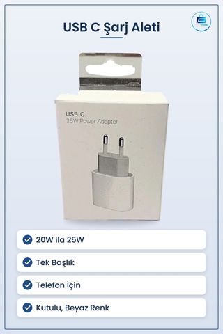 Usb C Şarj Aleti 20w İla 25w Tek Başlık Telefon İçin Kutulu Hızlı