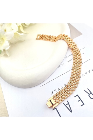 Hasır Bileklik Kuyumcu Model Zirkon Taşlı Çelik Kararmaz Xuping Vip Seri Yüksek Kalite Rose Gold
