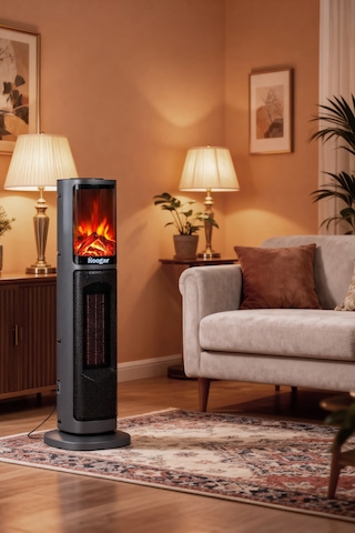 Hoogar German 2075 L Grey Oben Seri Oled Şömineli Ekran Dijital Kule Tipi Turbo Hızlı Isıtıcı