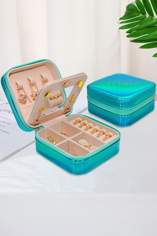 Chavin Mavi Seyahat Yüzük Küpe Kolye Takı Kutusu St1-67mv Mavi