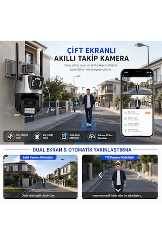 Ultratekno Ic-d9 8mp Çift Lens Ptz Akıllı Wifi Güvenlik Kamerası