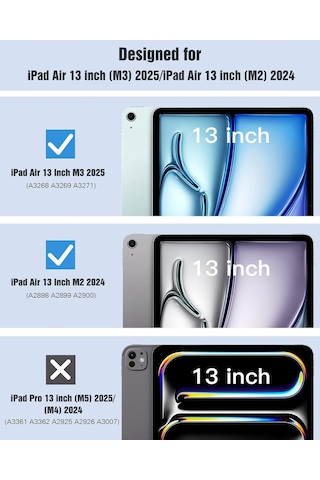 Apple Uyumlu iPad Air 13 İnç M3/m2 2025/2024 Katlanabilir Standlı Tablet Kılıf Kapaklı Kılıf