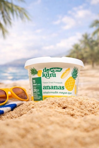 Dokuru Ananas Kuru Meyve Cipsi - Dondurularak Kurutulmuş Freeze Dried Çıtır Ananas 15 G