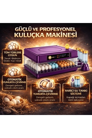 Mak 130 Yumurta Kapasiteli Tam Otomatik Kuluçka Makinesi Otomatik Çevirme