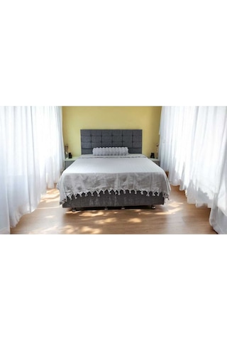 Çift Kişilik Pike 200x230cm, Gri, %100 Pamuk, Yumuşak Dokulu, Hann Yalın Gri