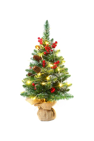 18" Mini Noel Ağaçları Pille Çalışan Yapay Prelit Yeşil