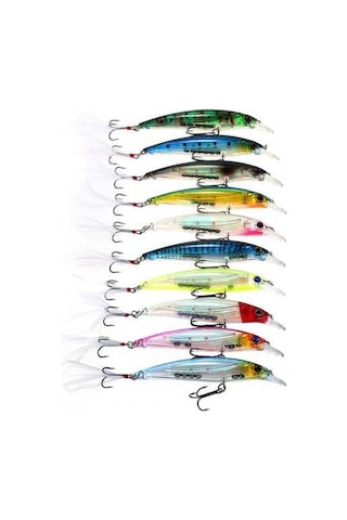 Novahub Abs Gövdeli, Yeni Ber Kancalı 10 Adet Minnow Seti - 0.6-1.8m Dalış Derinliği, 110mm Uzunluk
