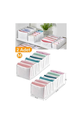 Serstil 2 Adet - Medium 11 Gözlü Çekmece Içi Düzenleyici Organizer 16 X 40 X 12 Beyaz