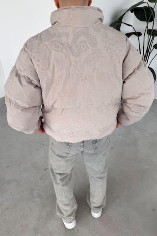 Taş Etnik Kabartma Detay Oversize Puffer Mont Taş
