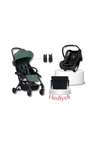 Bumprider Connect³ Black-Olive Bebek Arabası & Connect TRN Grup 0+ Oto Koltuğu Black & Oto Koltuk Adaptörü