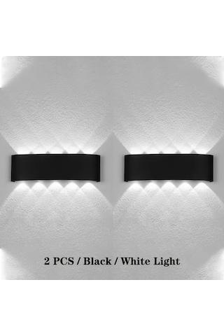Xuweiwei 2 Adet 10 Led Siyah Dış Duvar Lambası Modern Yarı Gömme Montaj Enerji Verimli Led Ampul Bahçe Duvar Veranda Dekoru Siyah
