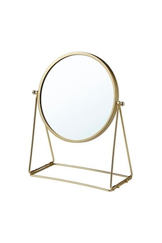 Gold Masa Makyağ Aynası, MeridyenDukkan Altın Rengi Yuvarlak-17 cm-Büyüteçli Ayna Altın