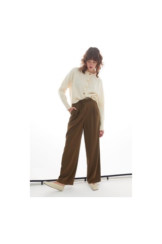 Bağcıklı Palazzo Pantolon Haki Haki