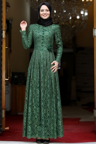 İbrahim Burak Etiler Collection Ahunisa Henna Abiye Haki 5646