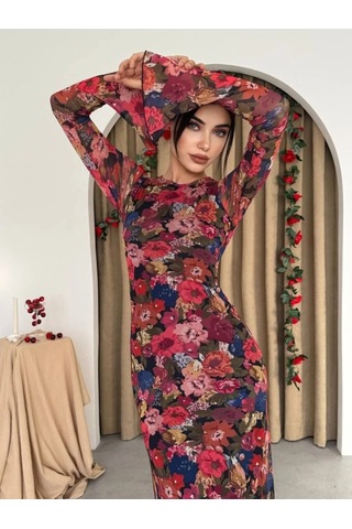 Modayakamoz Eyesof Bell Tül Elbise Çok renkli