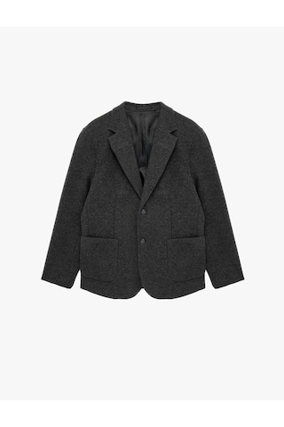 Koton Uzun Kollu Cepli Mono Yaka Kaşe Blazer Ceket Antrasit 6sam50004hw