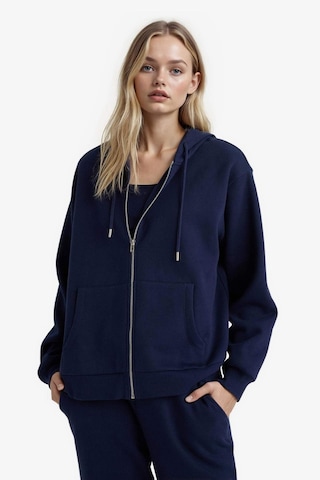 Defacto Relax Fit Kapüşonlu Basic Düz Kalın Fermuarlı Sweatshirt C1809ax25aunv251 Lacivert