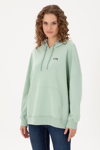 U.S. Polo Assn. Kadın Su Yeşili Kapüşonlu Basic Sweatshirt 50297324-VR048