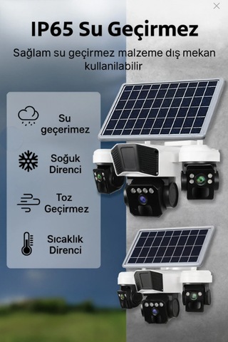 4g Solar Panelli 3 Kameralı Güvenlik Kamerası