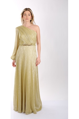 Explosion Tek Omuz Maxi Metalik Elbise - Şıklığı Ve Konforu Bir Arada Lime