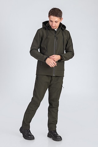 Suya Dayanıklı Slim Fit Softshell Kapüşonlu Erkek Mont Haki