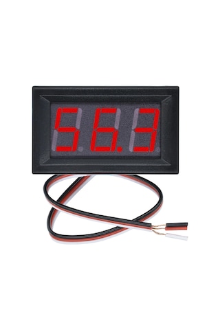 Robizstore-0.56 İnch Dc 0-100V Digital Kırmızı Voltmetre 3 Telli Panel Tip