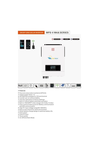 Uretech 10.2kva 10.2kw 10200 Watt Tam Sinüs Akıllı Mppt 160a 55-450vdc İnverter 48vdc-220vac 11kw İnvertör