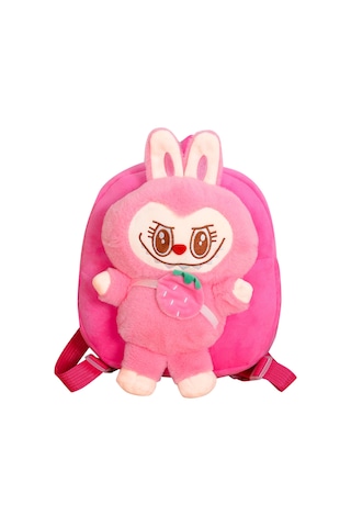 Labubu Sırt Çantası Okul Çantası Karikatür Sırt Çantası Karikatür Okul Çantası Gül Kırmızısı