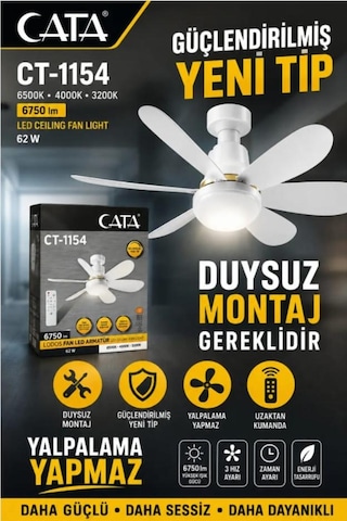 Cata Lodos Fan Led 62w Ct-1154 Kumandalı Işıklı Vantilatör E27 Duylu Değildir Cata Lodos Fan Led 62w Ct-1154 Kumandalı Işıklı Vantilatör E27 Duylu Değildir