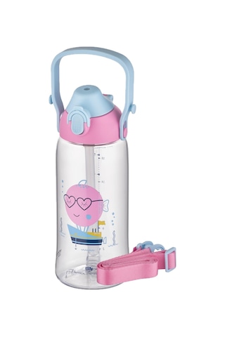 Uzspace 730ml Tritan Tek Kapak Çift Kullanım Pipetli/Pipetsiz Askı Aparatlı Tritan Çocuk Su Matarası