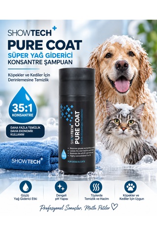 Showtech Pure Coat Yağ Giderici Kedi Köpek Şampuanı 100 Ml - 35:1 Konsantre