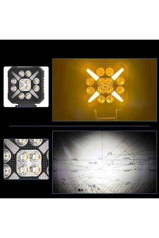 Kamyon İş Makinesi Tepe Ve Tampon Çalışma Lambası Ve Sis Farı 4 İnç 12-24v Gündüz Led Drl Sarı