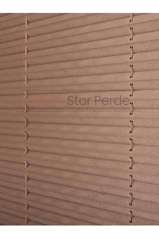 Kahve Plise Katlanır Cam Balkon Perdesi - Ofis Perdesi - Salon Perdesi - 042 Kahve